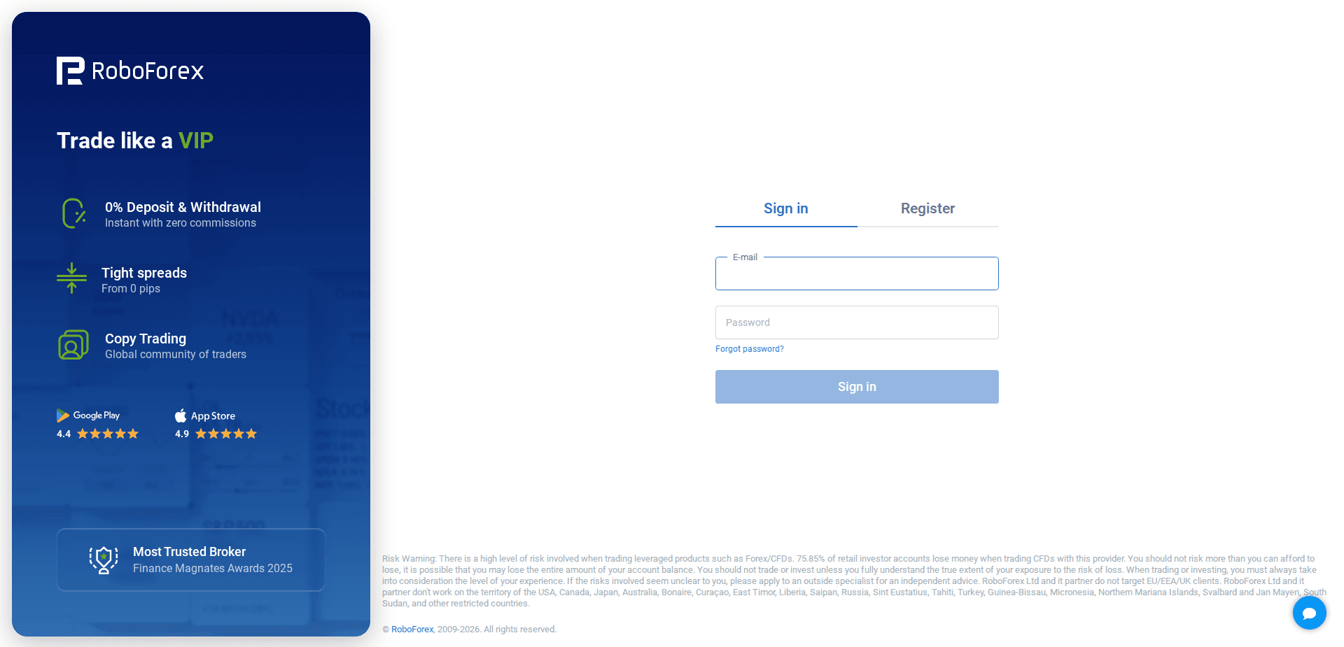 Website screenshot for https://my25.roboforex.org/ - 1