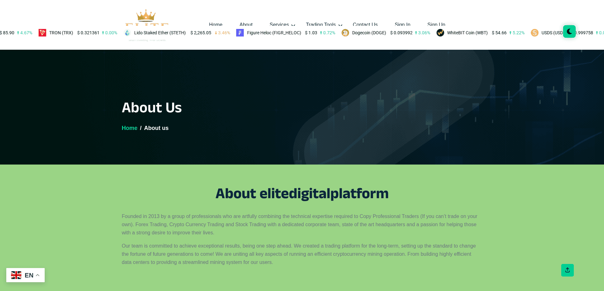 Website screenshot for https://elitedigitalplatform.com/ - 2