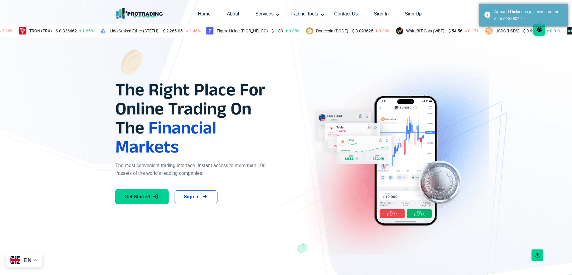 Website screenshot for https://protrading-options.com/ - 1