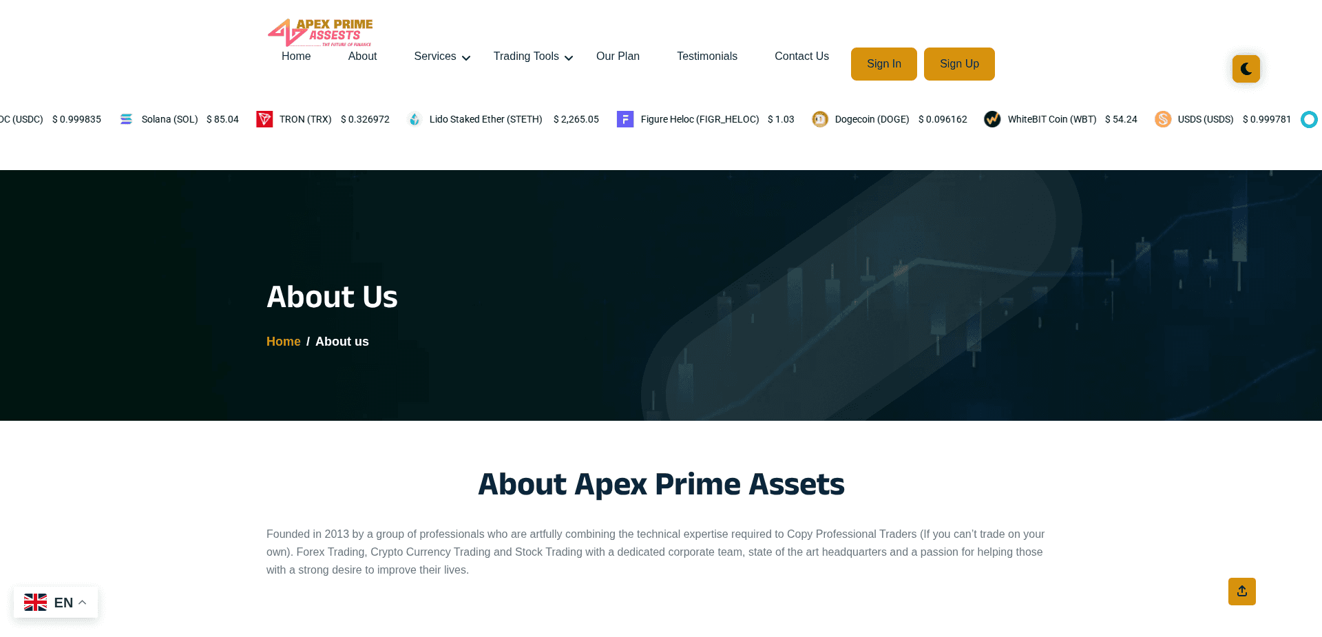 Website screenshot for https://apexprimeassets.com/ - 2