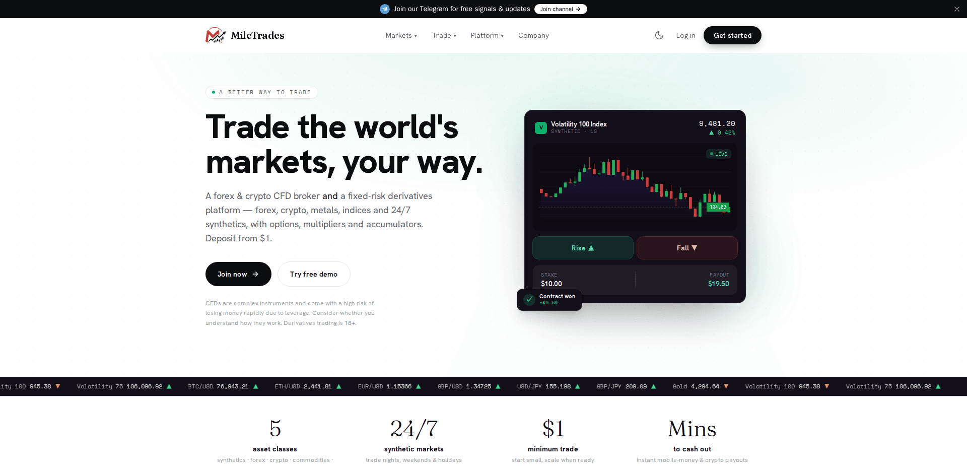 Website screenshot for https://miletrades.site/ - 1