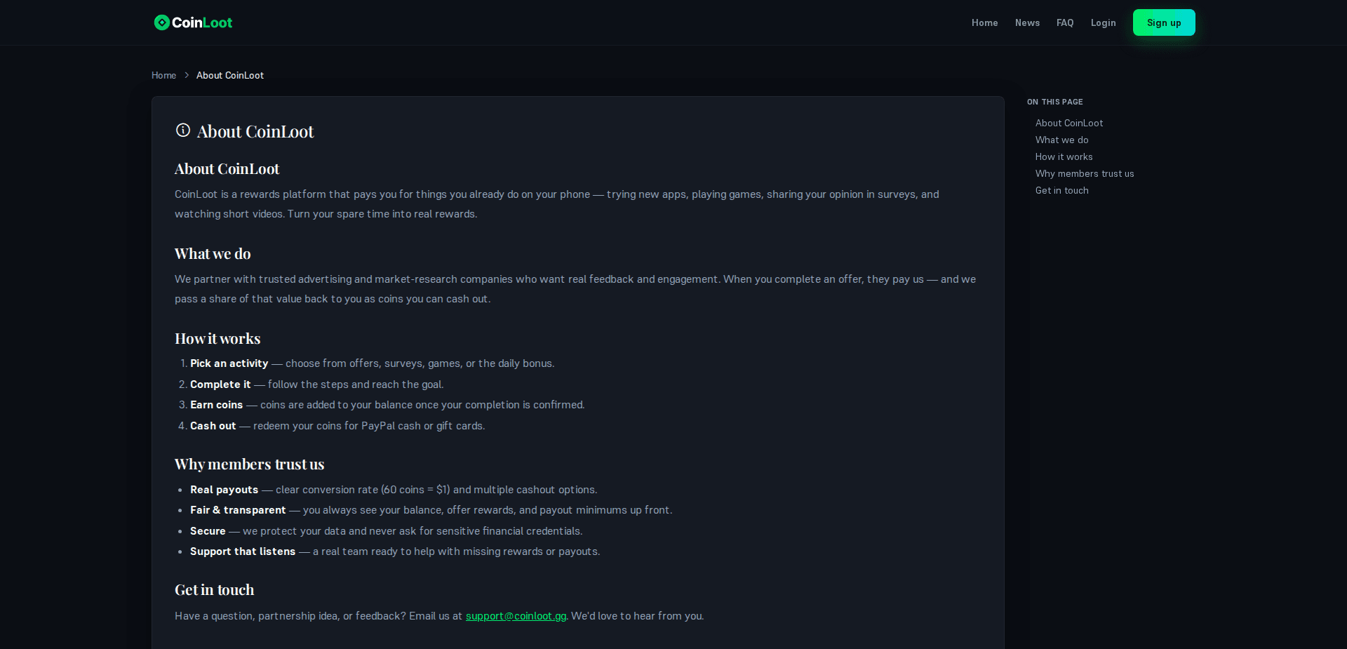 Website screenshot for https://coinloot.gg/ - 2