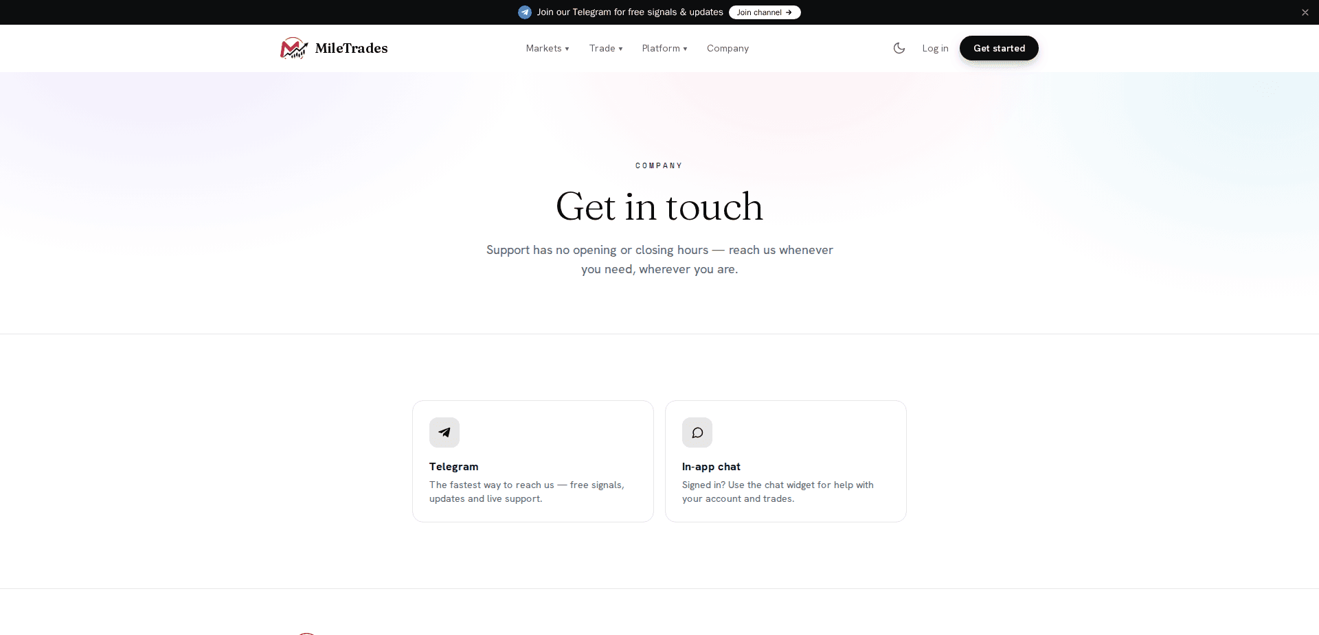 Website screenshot for https://miletrades.site/ - 2