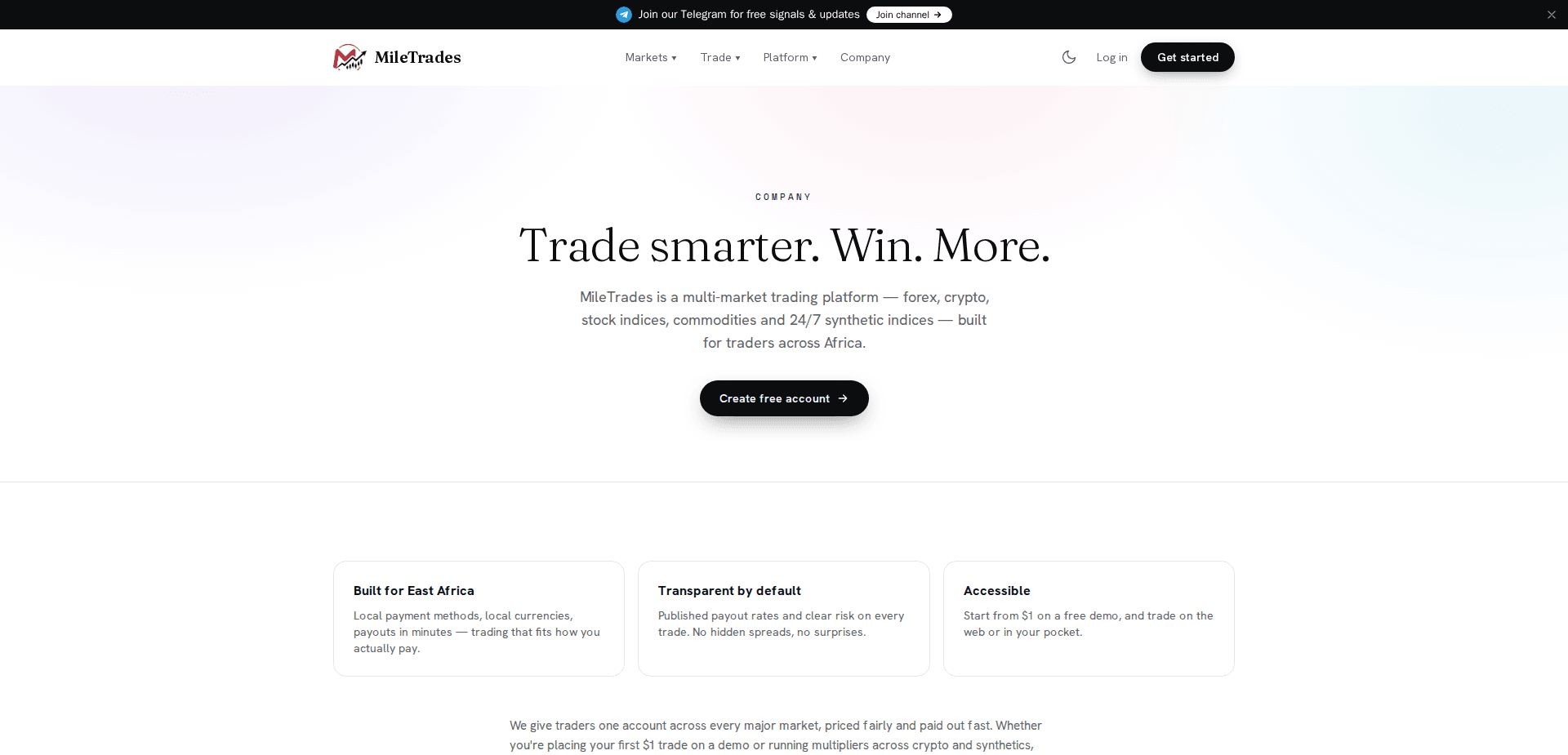 Website screenshot for https://miletrades.site/ - 3