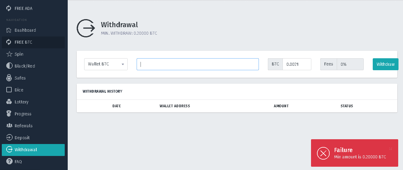 высокий порог вывода средств на сайте 