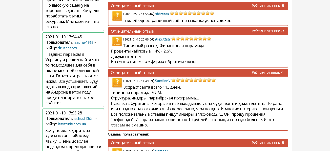 отзывы о проекте 