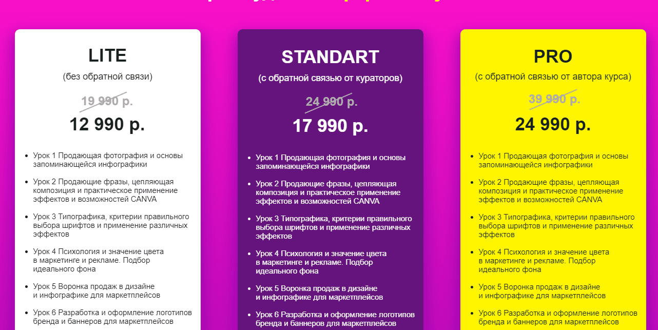 стоимость курса на сайте 