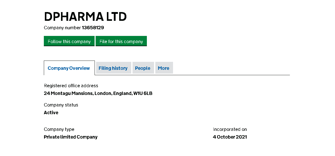 данные о регистрации компании 