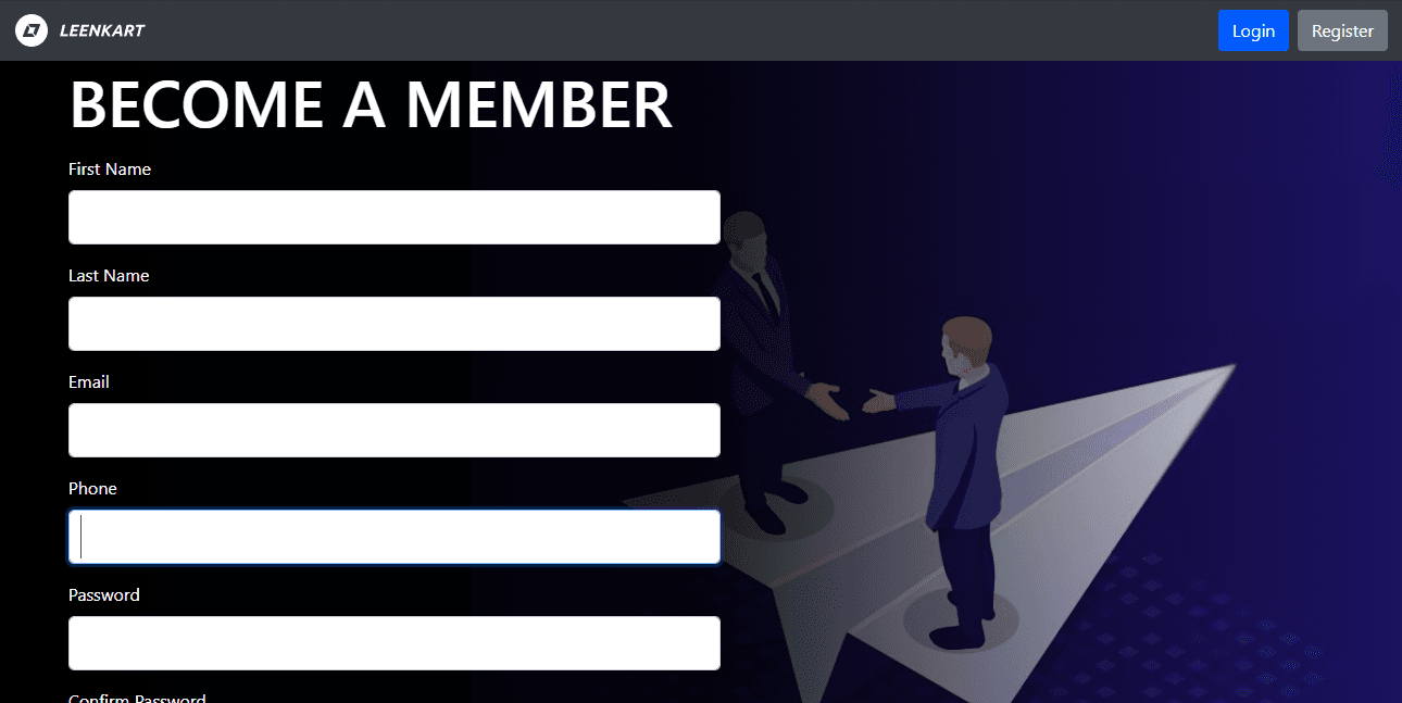 данные для регистрации на сайте 