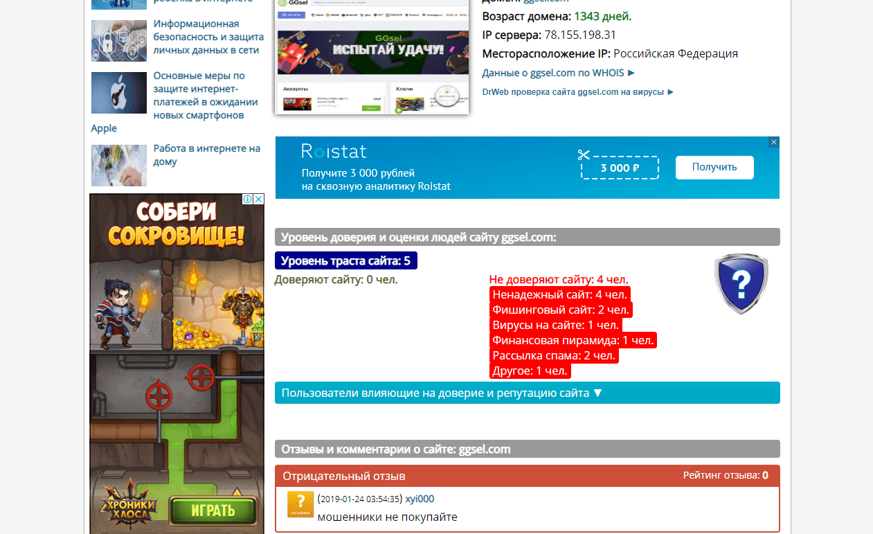 срок работы сайта 