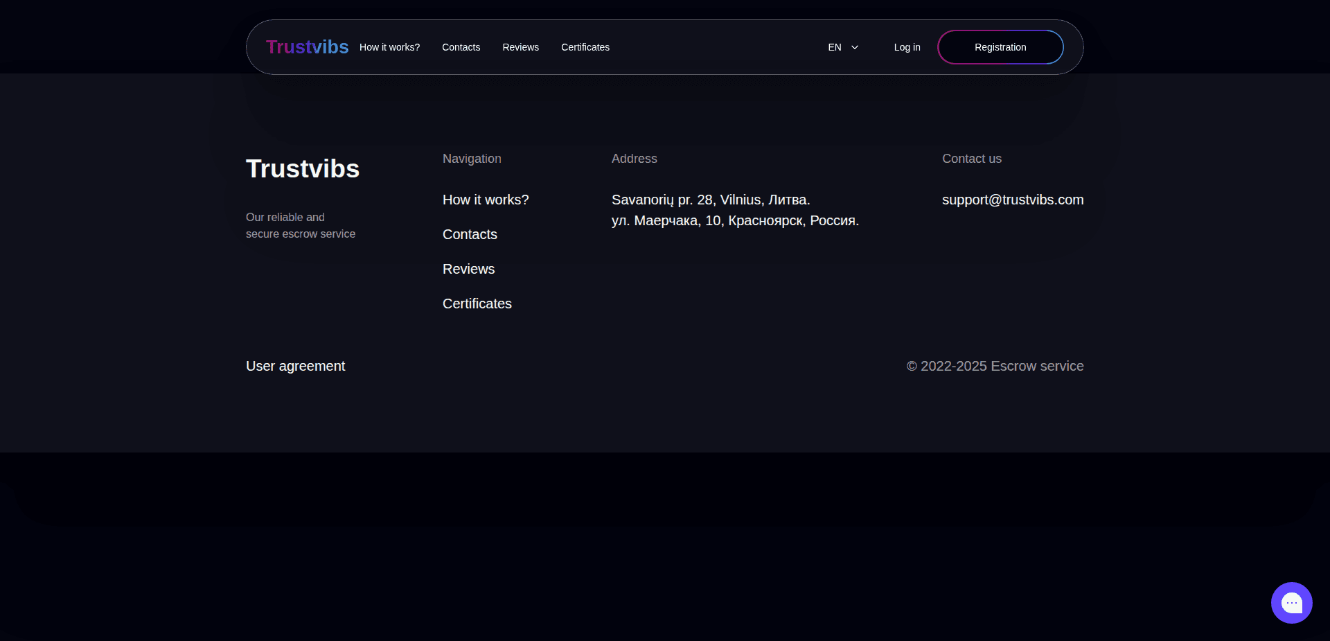 Website screenshot for https://trustvibs.com/ - 2