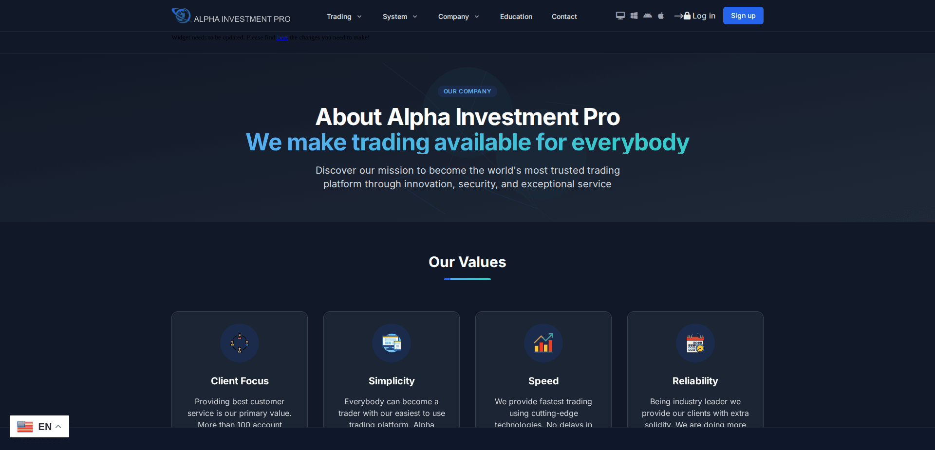 Website screenshot for https://thealphainv.us/ - 2