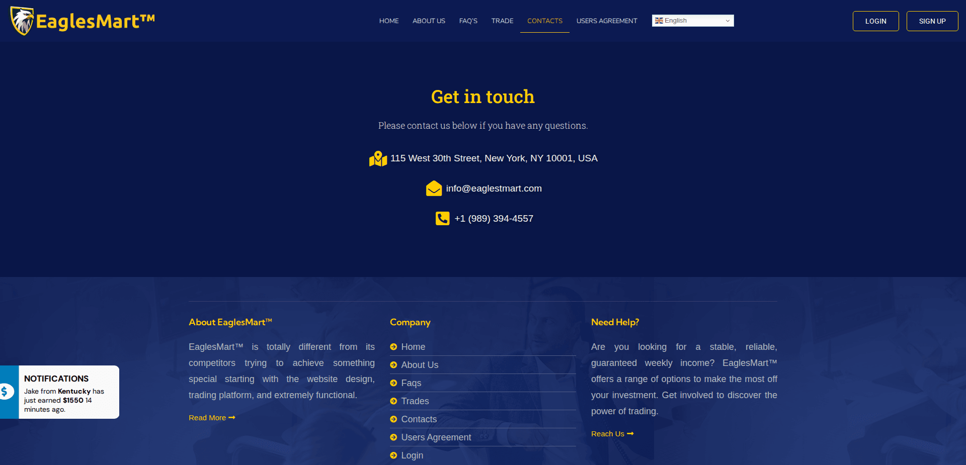 Website screenshot for https://eaglestmart.com/ - 2