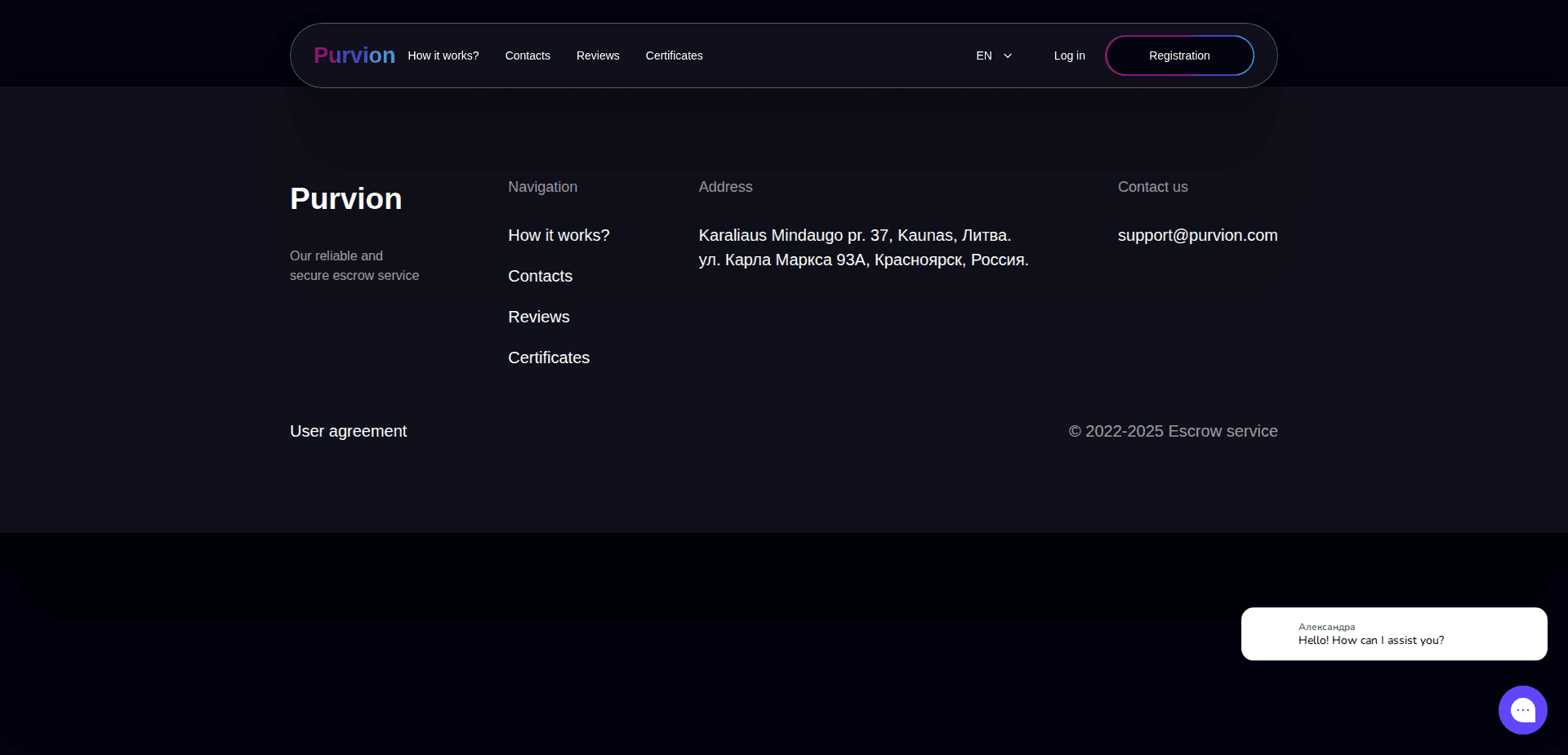 Website screenshot for https://purvion.com/ - 2