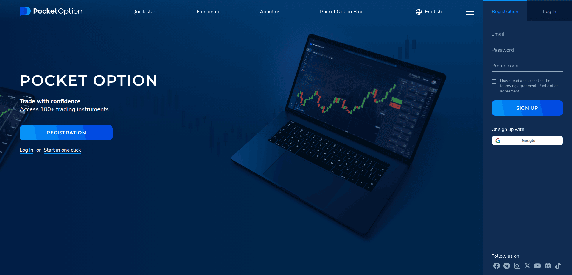 Website screenshot for https://pocketoption.vc/ - 1