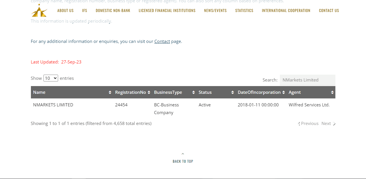 данные об отсутствии регистрации