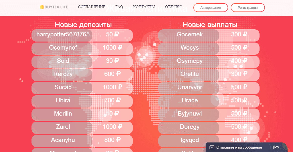 Статистика пополнений и выводов