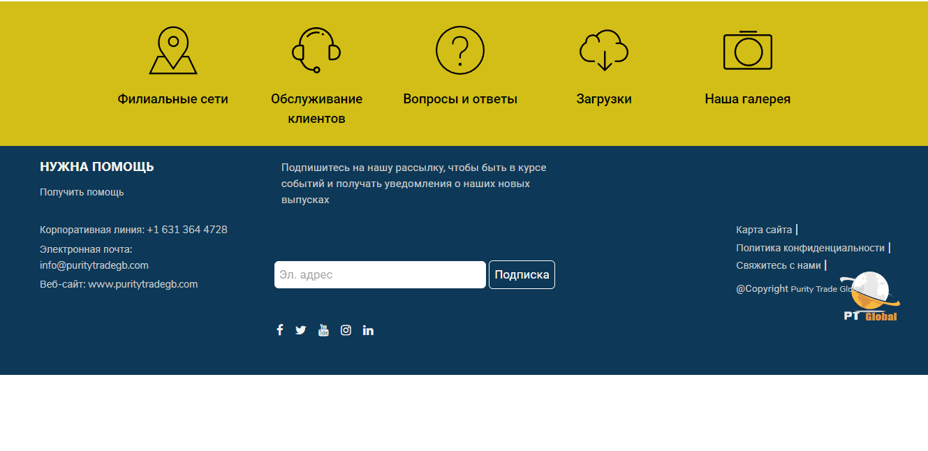 отсутствие контактов и документов на сайте
