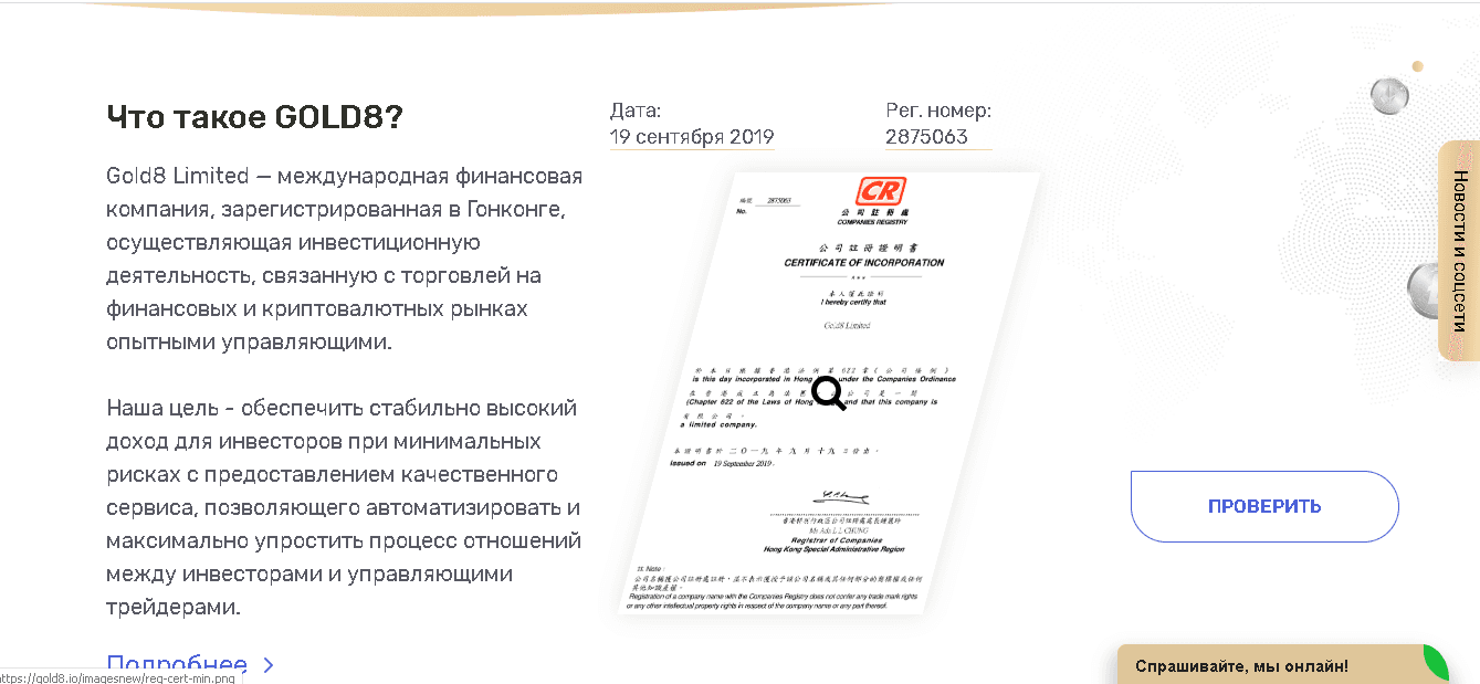 Gold8 - Финансовая пирамида