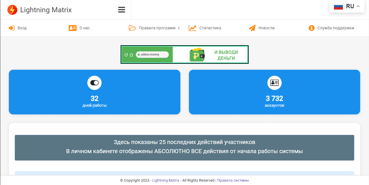 статистика на сайте проекта