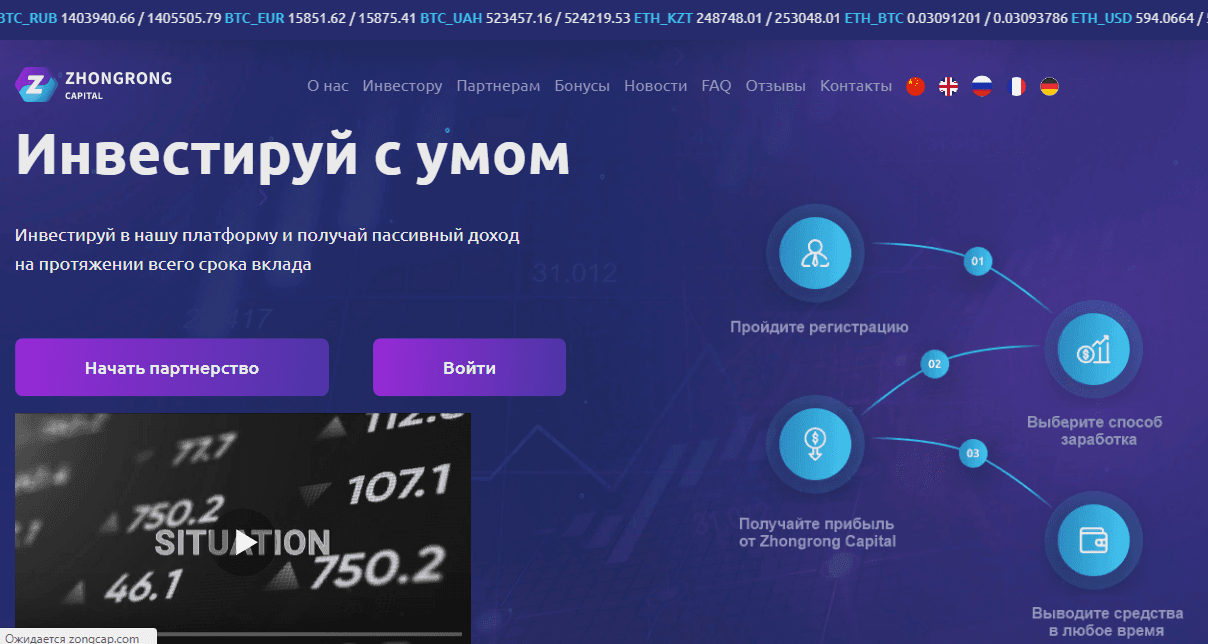 ZhonGrong Capital - фальшивые инвестиции в мошеннический сайт