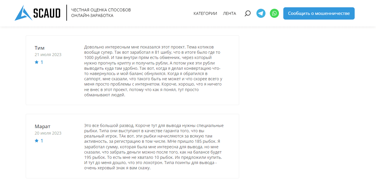 отзывы о проекте