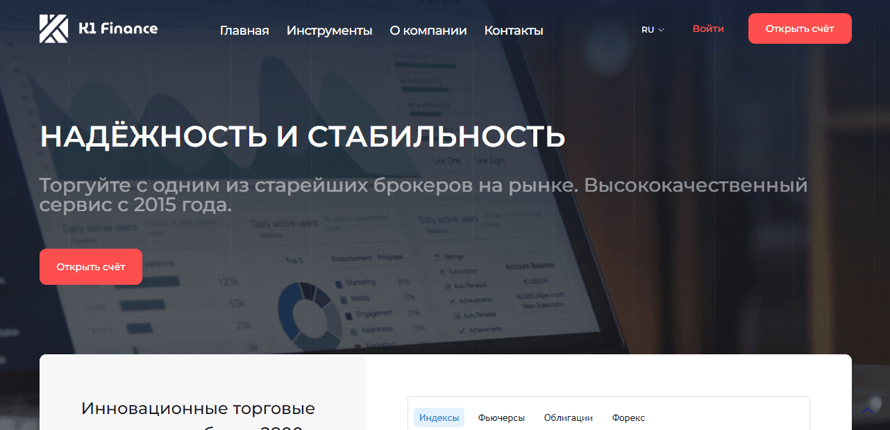 K1 Finance - надежный брокер от мошенников