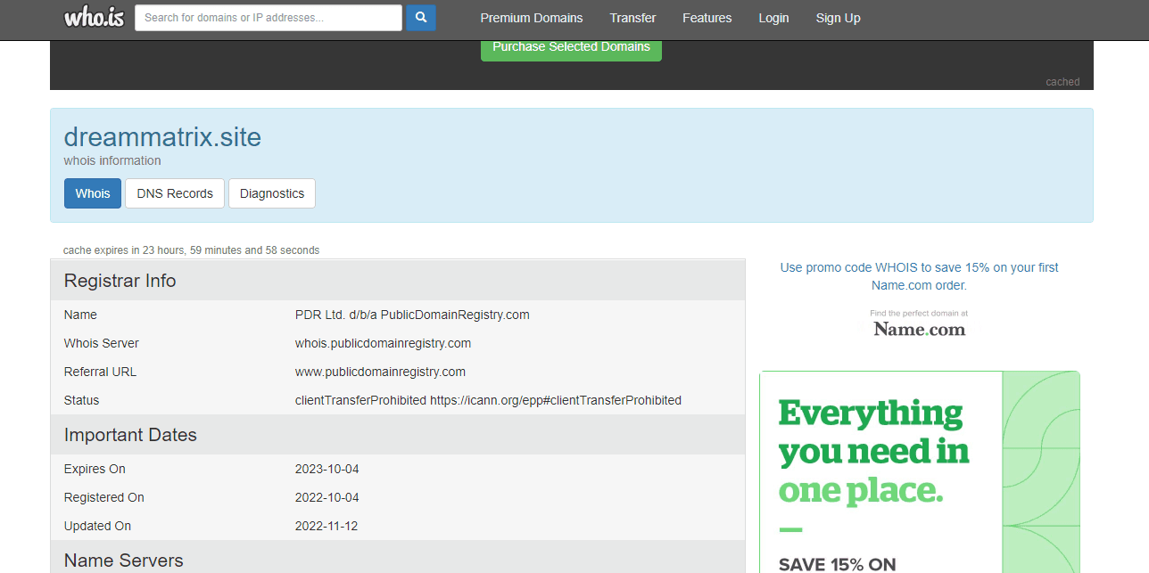 дата регистрации домена лохотрона