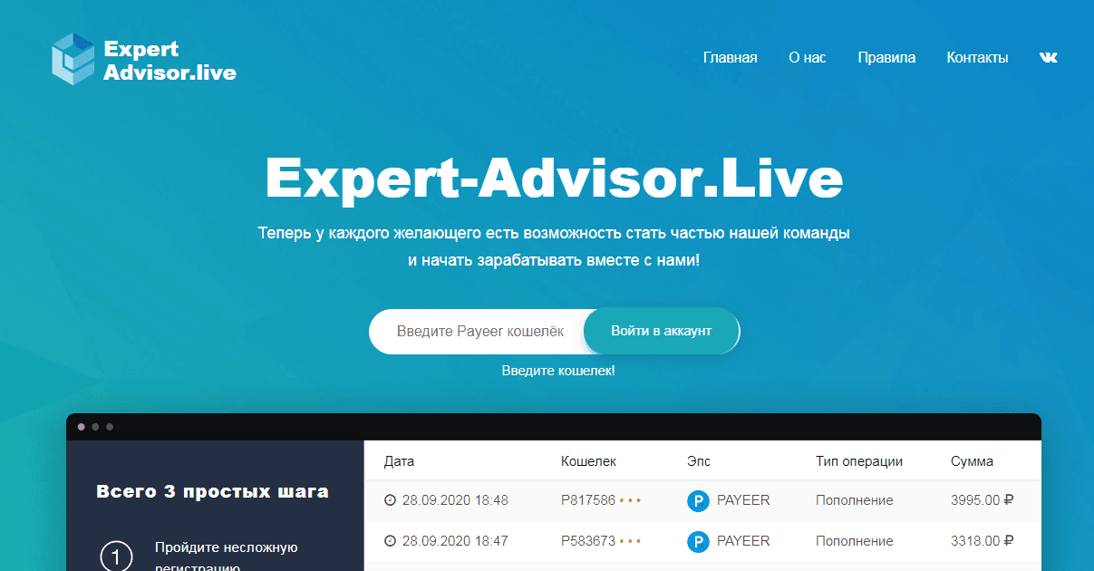 Expert-Advisor.Live - потеря денег в фальшивой трейдерской компании