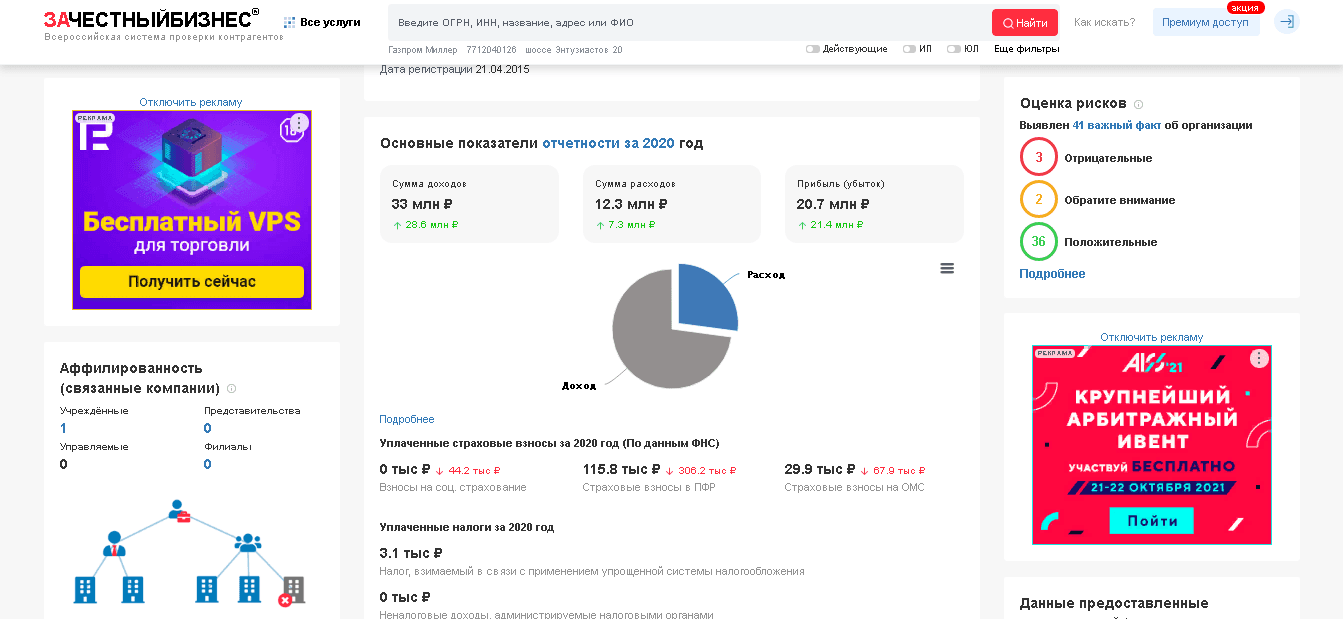 данные о компании