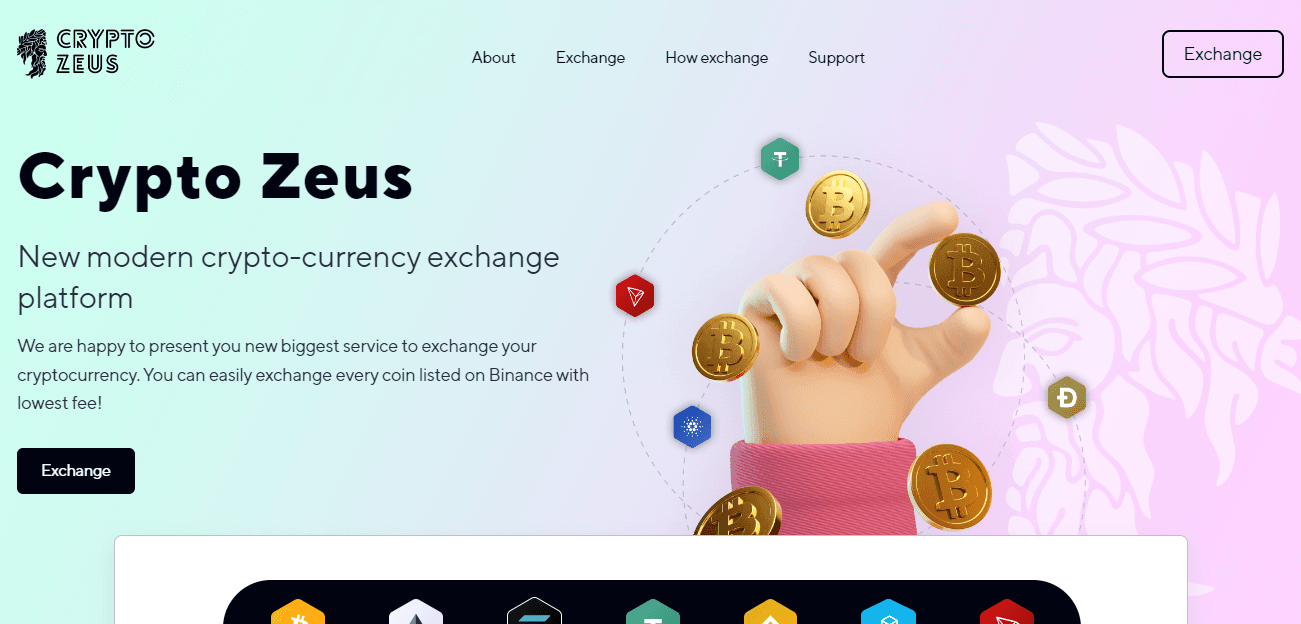 Crypto Zeus - сомнительная платформа для обмена криптовалют от мошенников