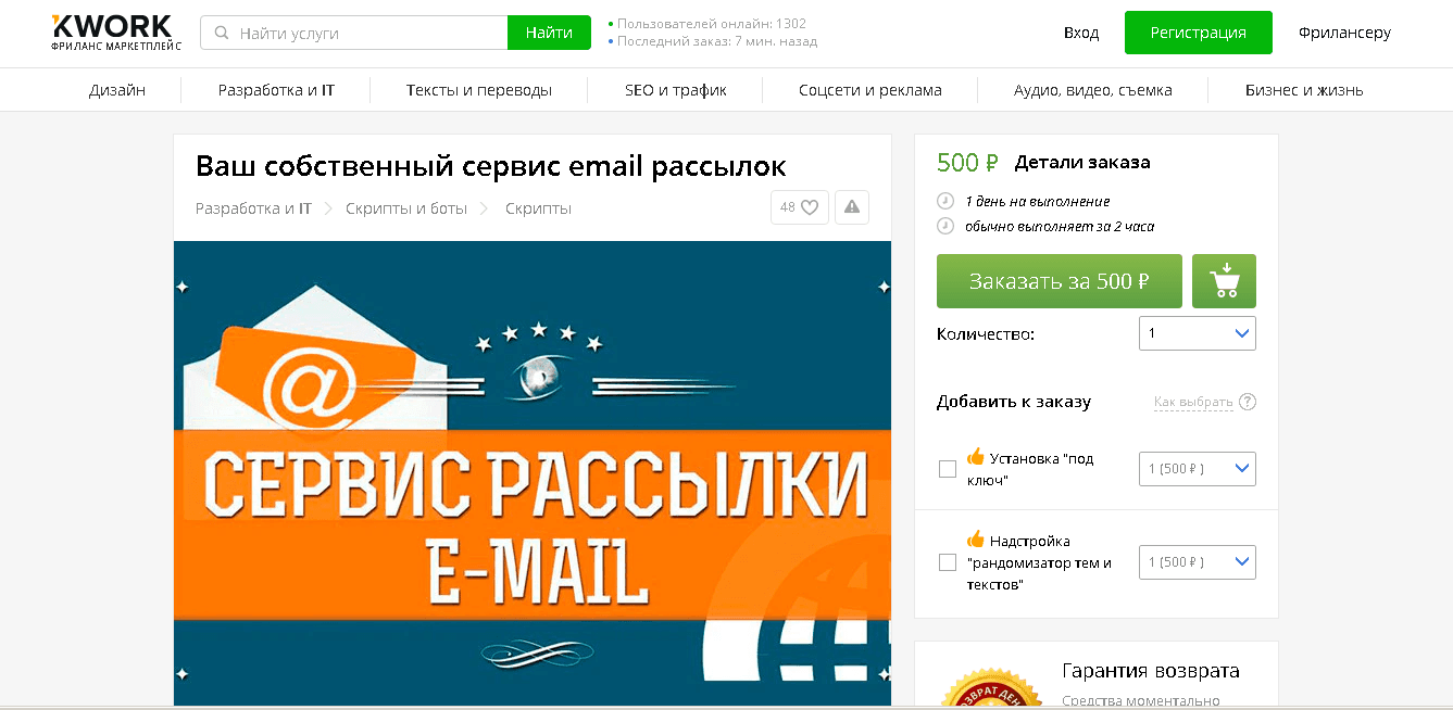 Аккаунт автора на Кворке