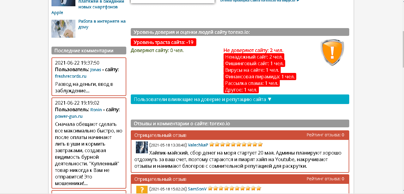 отзывы о проекте мошенников