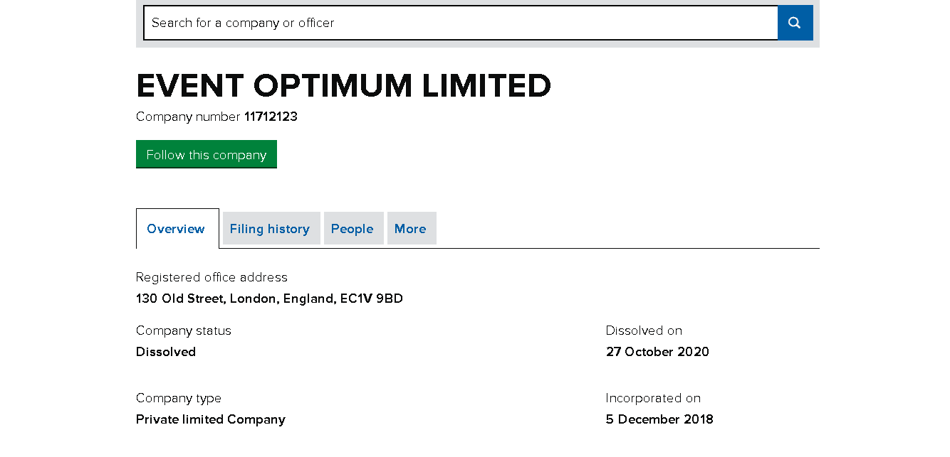 данные о регистрации компании