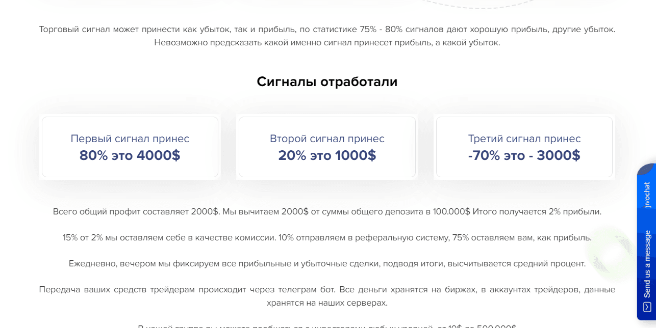 предложение проекта и гарантии прибыли