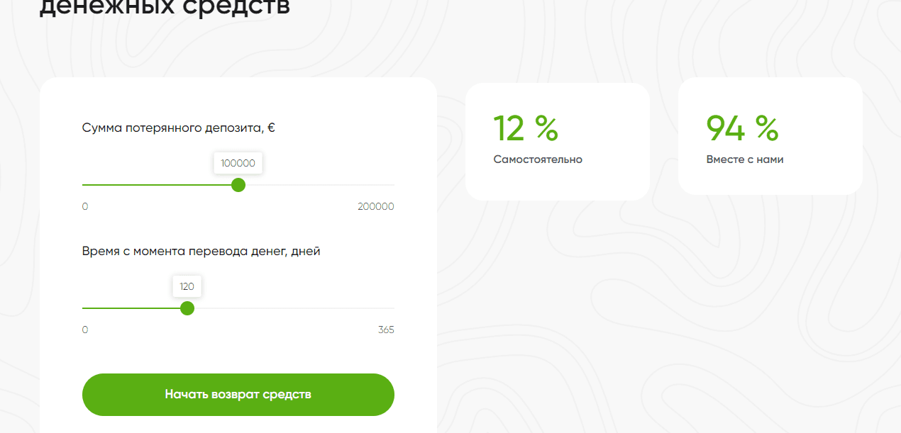 калькулятор возврата средств на сайте мошенников