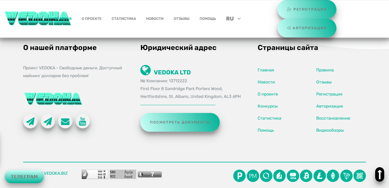 информация о посещаемости проекта
