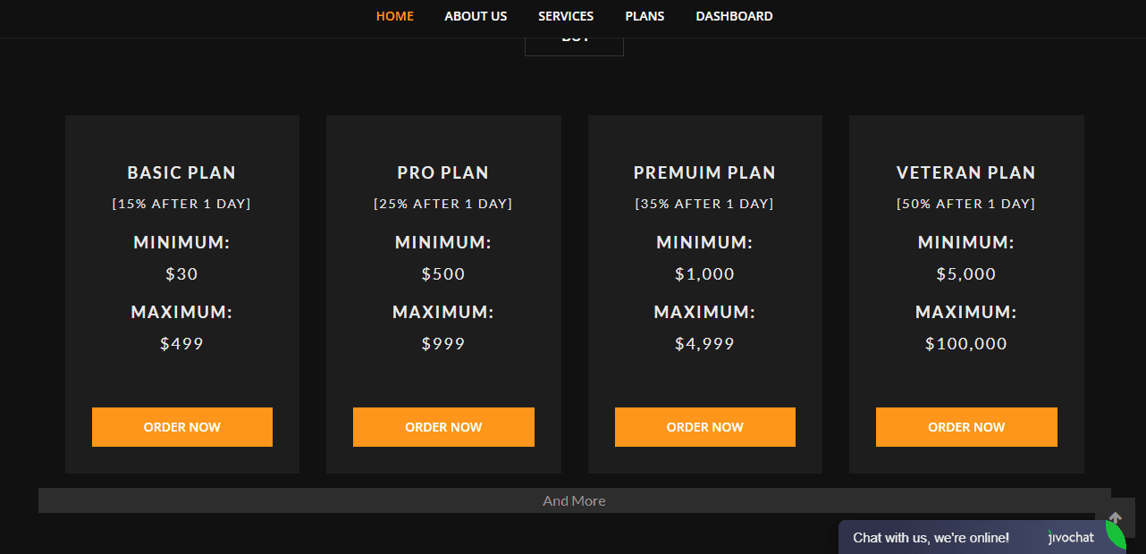 тарифы мошенников на сайте для инвестиций