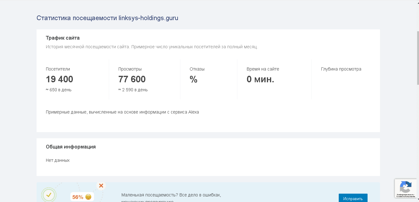 Реальная статистика проекта