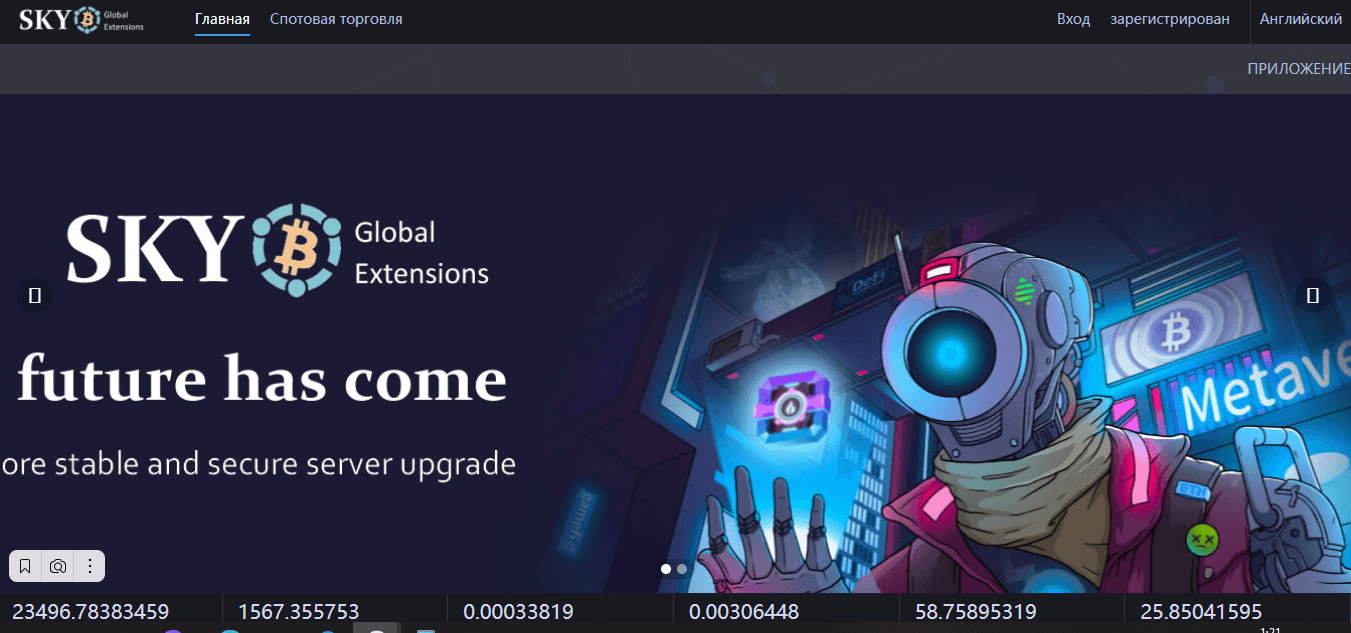 Sky Global Extensions - мошеннический проект под видом криптовалютной биржи