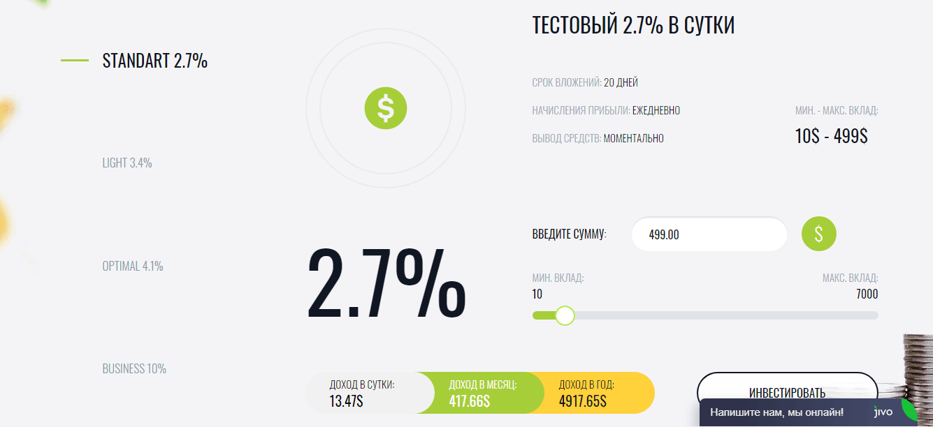 Процентные ставки сайта