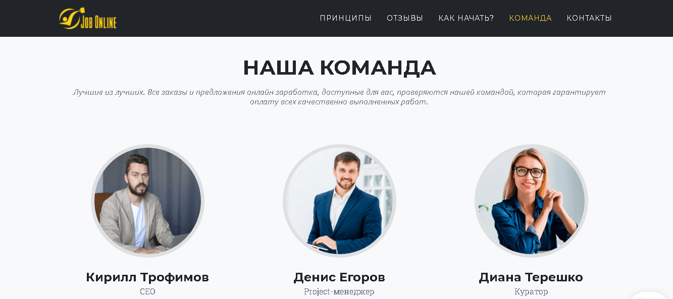 фальшивая команда проекта