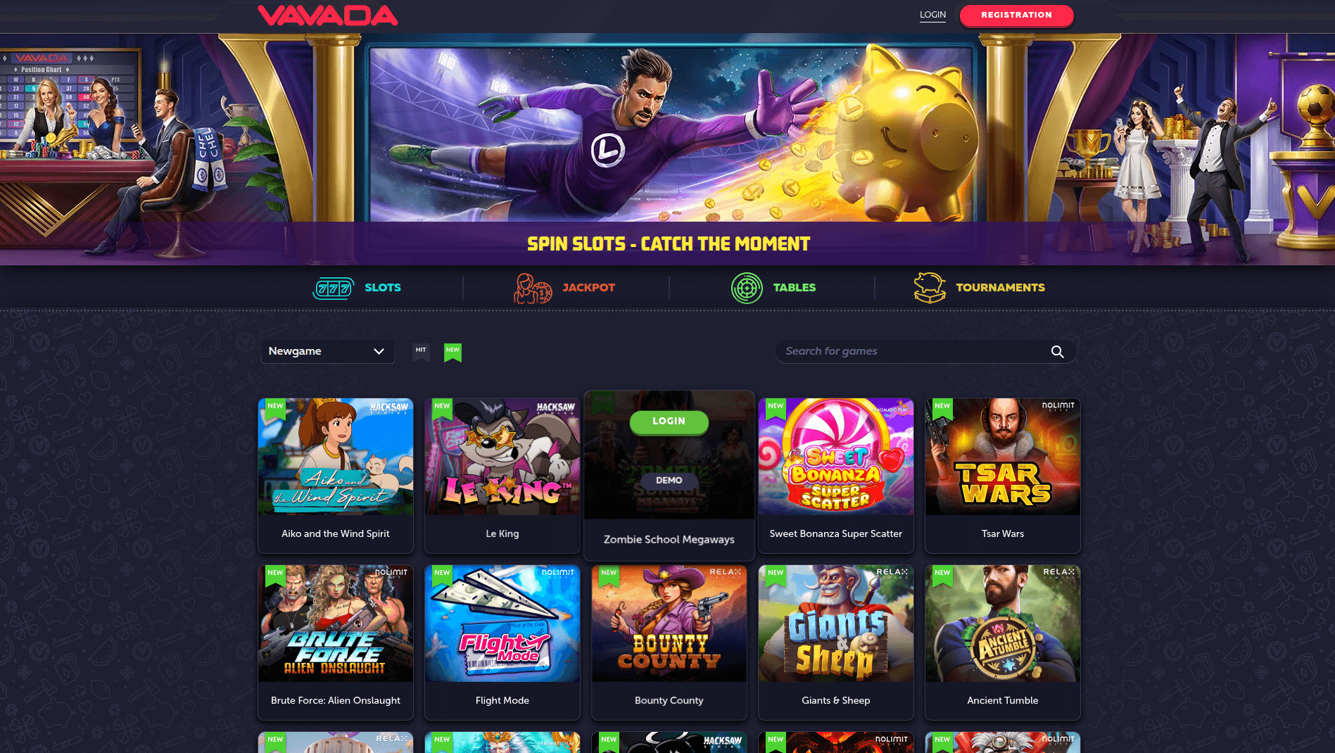 Vavada Casino - главная страница