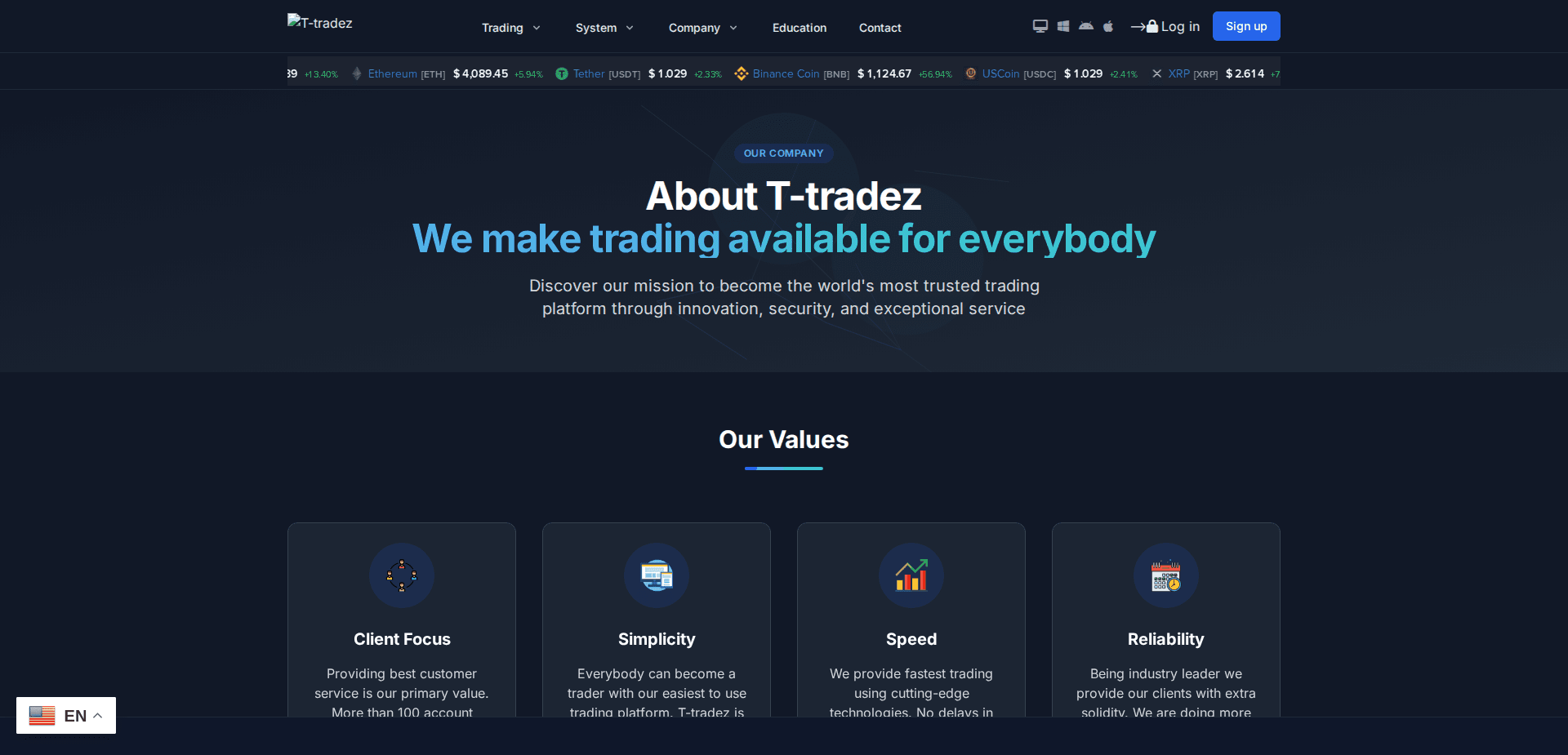 Website screenshot for https://t-tradez.live/ - 2
