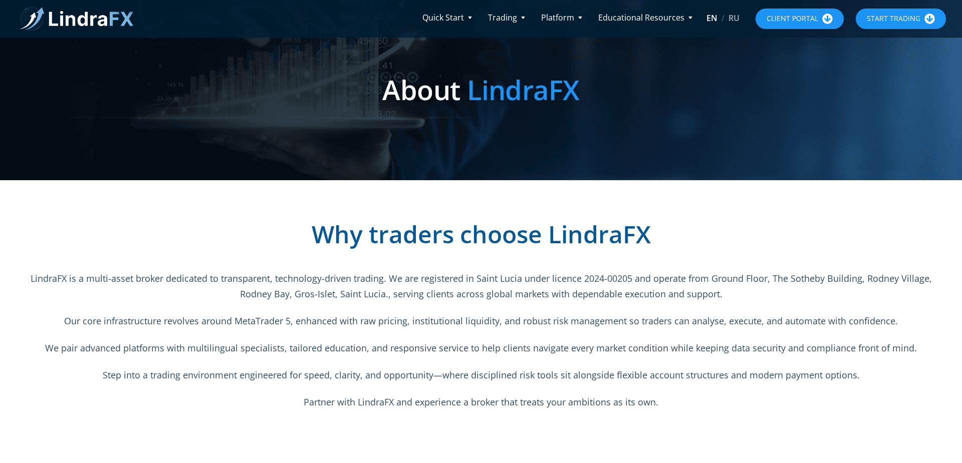 Website screenshot for https://lindrafx.com/ - 3