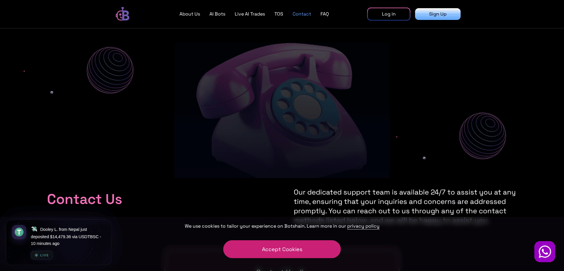 Website screenshot for https://botshain.com/ - 2