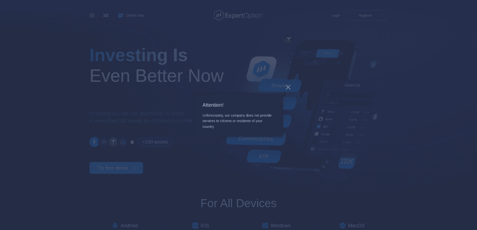 Website screenshot for https://expertoption.com/ - 1