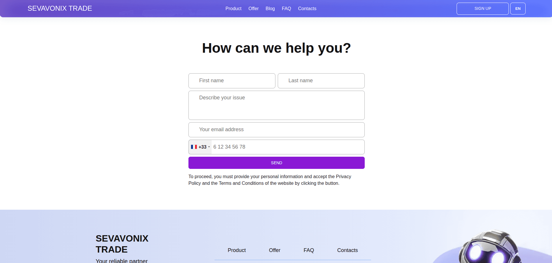 контакты Sevavonix Trade