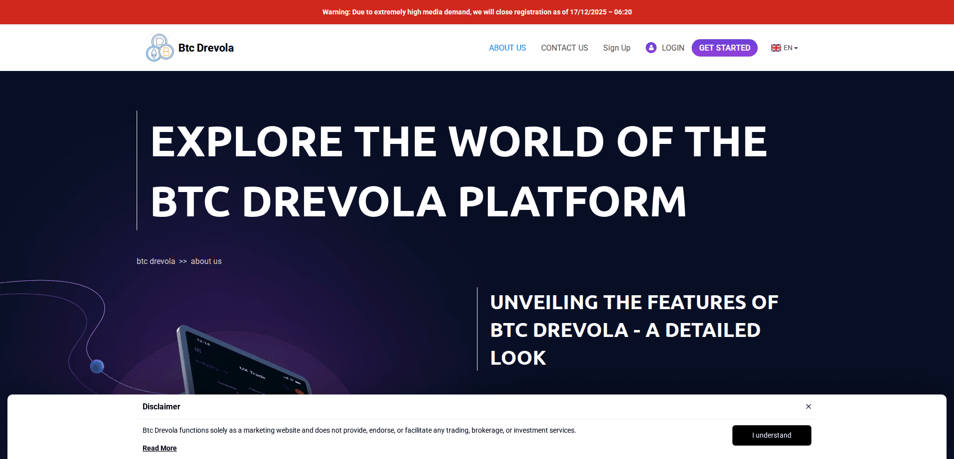 Website screenshot for https://btc-drevola-platform.com/ - 3