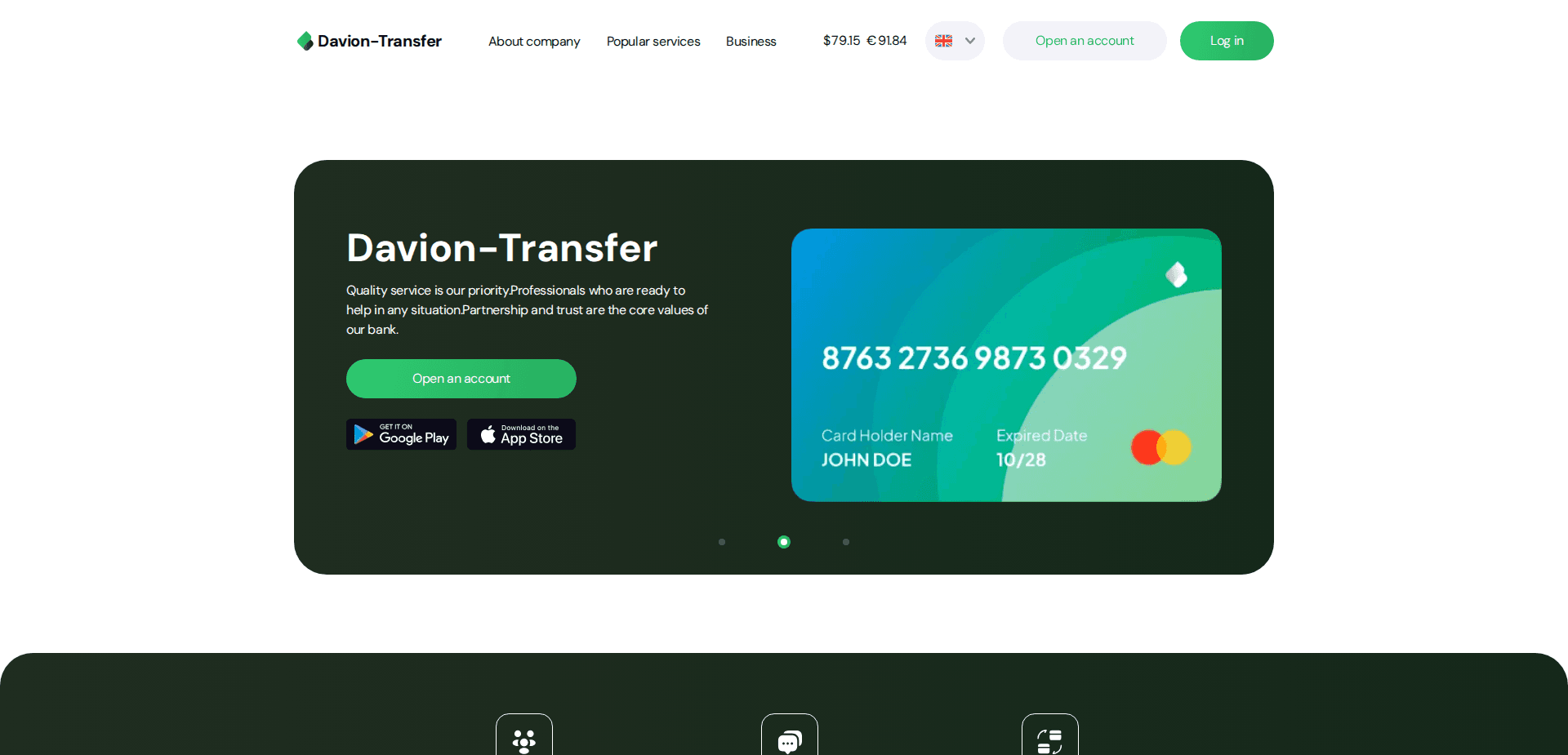 Website screenshot for https://davion-transfer.online/ - 1